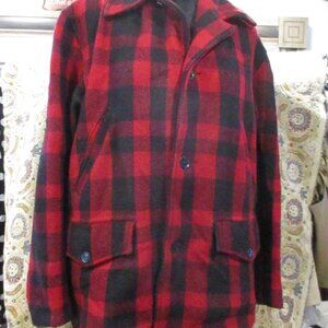 MENs Vintage Wool Mackinaw Buffalo Plaid Hunters Check Wool Jacket M Medium